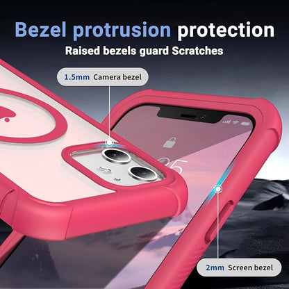 jaroco Magnetic for iPhone 12/12 Pro Case, [Compatible with MagSafe][Military Grade Drop Protection][Heavy Duty Protection][Non-Slip][Shockproof] 2-Layer Durable Bumper Phone Case 6.1''-Rose