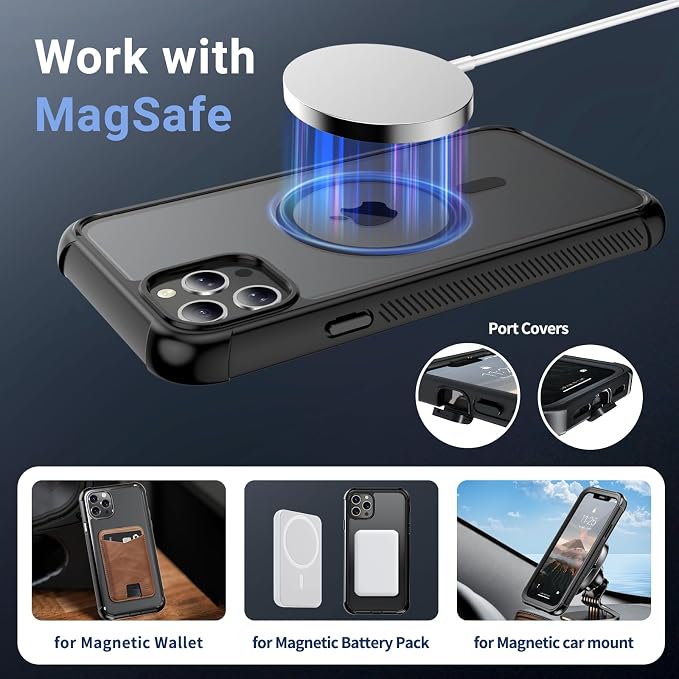 jaroco Magnetic for iPhone 11 Pro Max Case, [Compatible with MagSafe][Military Grade Drop Protection][Heavy Duty Protection][Non-Slip][Shockproof] 2-Layer Durable Bumper Phone Case 6.5''-Black