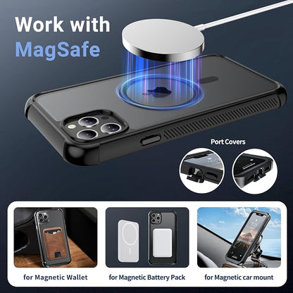 jaroco Magnetic for iPhone 11 Pro Max Case, [Compatible with MagSafe][Military Grade Drop Protection][Heavy Duty Protection][Non-Slip][Shockproof] 2-Layer Durable Bumper Phone Case 6.5''-Black
