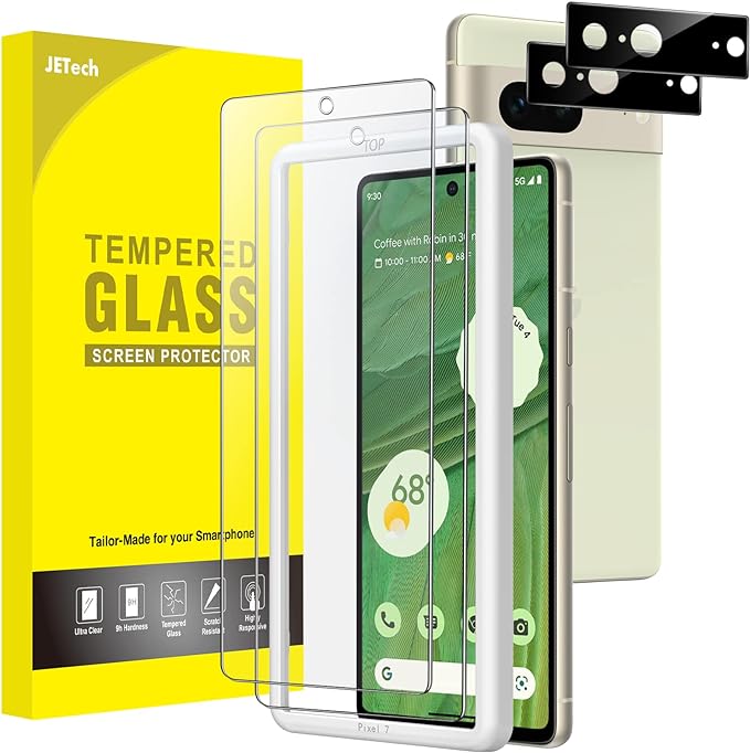 JETech Screen Protector for Google Pixel 7, 2+2 Pack | with Camera Lens Protector, HD Clear Tempered Glass, Anti-Scratch Protection, Easy Installation Tool