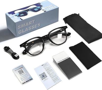 AI Smart 5.4 Bluetooth Glasses with Open Ear Speaker, Voice Assistant Compatible,Real-Time Translation,Auto Color-Changing Lenses for Business&Outdoor Activities.