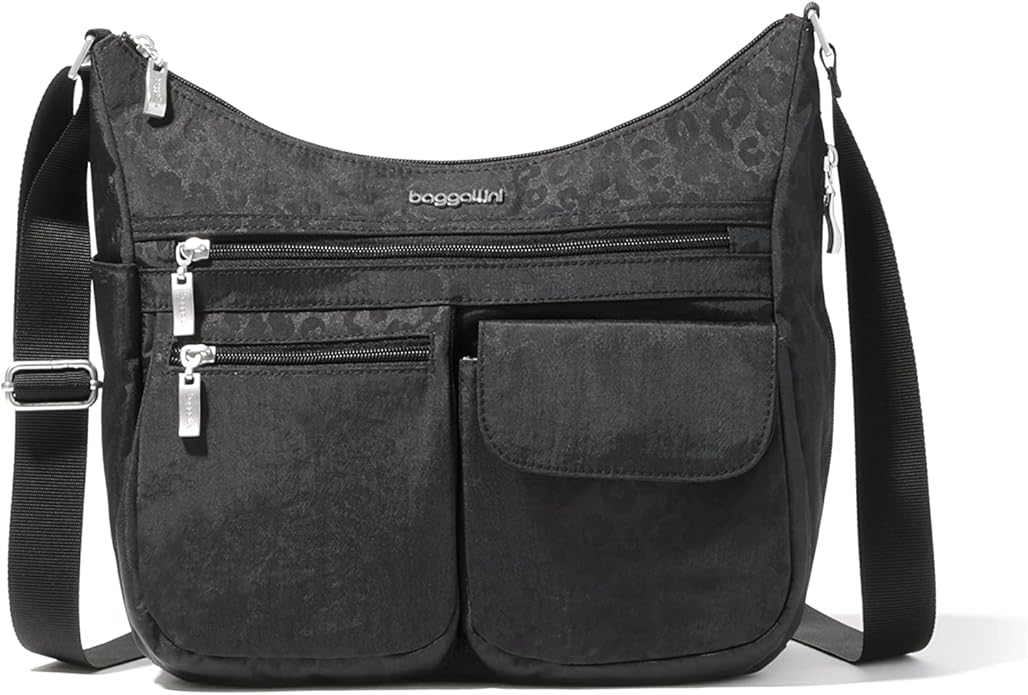 Baggallini womens Everywhere Bagg Crossbody Women 11x9 Lightweight Nylon Hobo Water-resistant Travel Bag W/Rfid