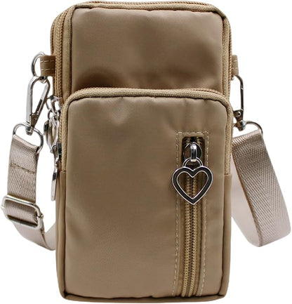 JUMISEE 3-Layers Crossbody Bag Cellphone Pouch Armband Wallet Nylon Smartphone Purse
