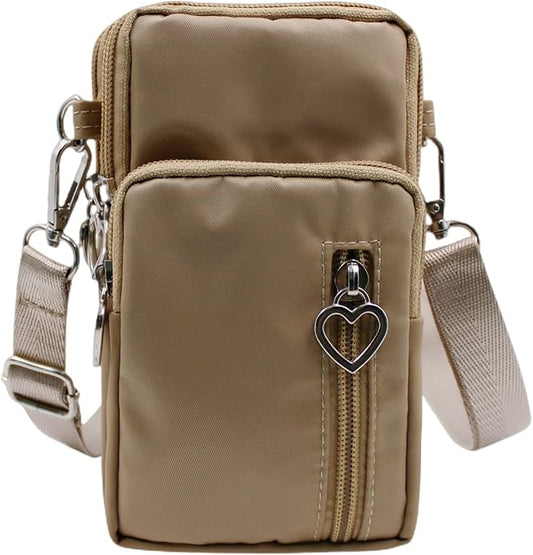 JUMISEE 3-Layers Crossbody Bag Cellphone Pouch Armband Wallet Nylon Smartphone Purse