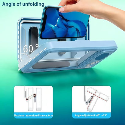 Waterproof Shower Phone Holder with Bluetooth Speaker, Touch Screen Phone Case for Shower, Wall Mounted Phone Holder with 360° Rotation, IPX5 Water Resistant (White)