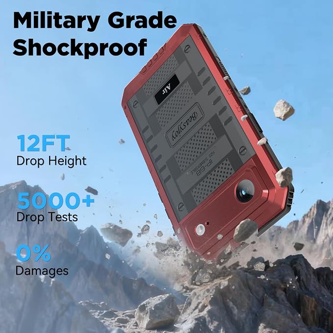 Beasyjoy for iPhone Air Case Waterproof, Heavy Duty Metal Full Body Protection, Built-in Screen Protector, Military Grade Shockproof Rugged Hard Phone Cover for iPhone 17 Air 6.5", Red