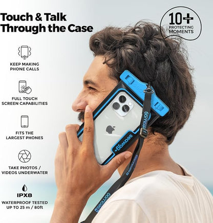 SEAWAG Next Waterproof Phone Case with Lanyard, Floating IPX8 Pouch for iPhone 17 16 Pro Max 15 14 13 12 11 and Samsung Galaxy S25 S24, Beach Cruise Travel Essentials, 1 Pack Blueblack