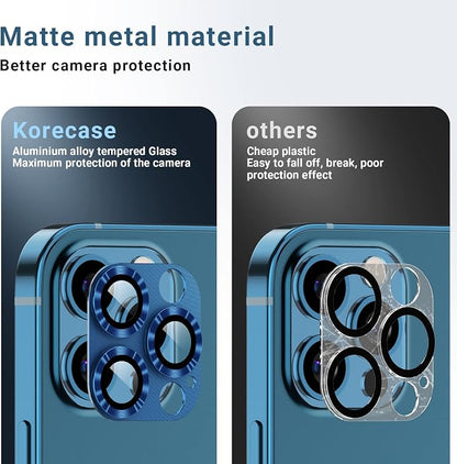 Korecase 2 Pack Camera Protector Compatible with iPhone 12 Pro Max Whole Piece 9H Tempered Glass Anti Scratch Dust Strong Adhesion full coverage Protective Pacific Blue