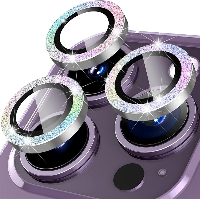 Suoman for iPhone 14 Pro Max Camera Lens Protector / 14 Pro Camera Lens Protector, Camera Cover Tempered Glass for iPhone 14 Pro Max 6.7 inch/for iPhone 14 Pro 6.1 inch [Perfectly Fit]-Bling-Colorful