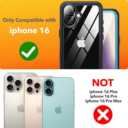 ANTSHARE for iPhone 16 Case Waterproof, [Anti Spy] Privacy Screen Protector for iPhone 16, [IP68 Under Water] Heavy Duty Full-Body Shockproof Phone Case, Blue
