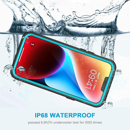 Lanhiem for iPhone 14 Plus Case, IP68 Waterproof Dustproof Shockproof with Built-in Screen Protector, Full Body Protective Cover for iPhone 14 Plus - 6.7 inch (Blue)