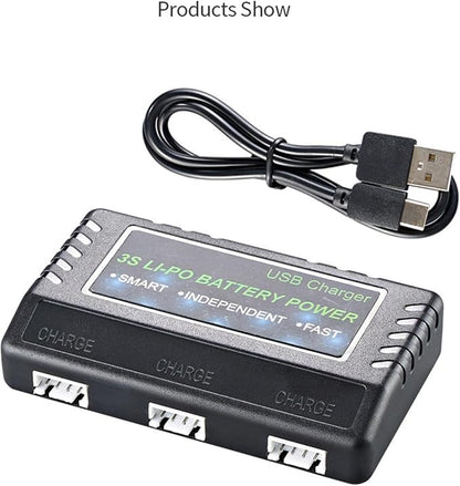 Baoblaze 11.1V LI Charger USB MA 12.6-12.8 Balanced Charger Case for 3S Batteris