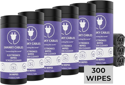 Screen Cleaner Wipes: Electronic Wipes for Screens - Computer Screen Wipes for Lens, Phone, Tv Screen and Monitor Cleaning - Tech Wipes & Microfiber Cloth (Canister, 300 Count)