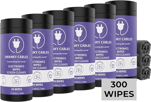 Screen Cleaner Wipes: Electronic Wipes for Screens - Computer Screen Wipes for Lens, Phone, Tv Screen and Monitor Cleaning - Tech Wipes & Microfiber Cloth (Canister, 300 Count)