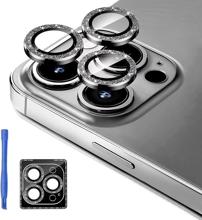 Jeluse [3X2 Pack Designed for iPhone 13 Pro/iPhone 13 Pro Max Camera Lens Protector, 9H Tempered Glass Screen Protector Cover [Alignment Kit Eazy installation] Metal Individual Ring