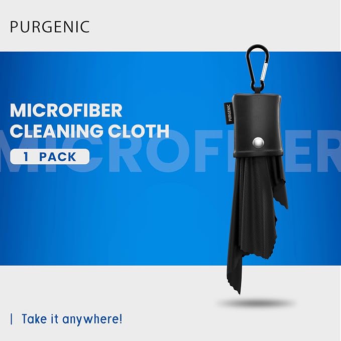 Microfiber Cloth & Glasses Wipes (1 Pack) Lens & Glasses Cleaning Cloth - Eyeglass Cleaner - Camera Lenses & Gadget Delicate Screens - Black