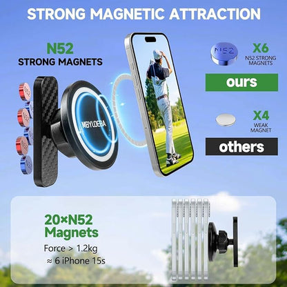 Magnetic Golf Cart Phone Holder & Gym Mount - N52 Strong Magnet for Any Metal Surface, Versatile Golf Cart Accessories, Birthday Gifts for Men Husband, Fits MagSafe iPhone 17-12 (Black)