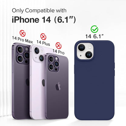 GONEZ Magnetic for iPhone 14 Case, Compatible with Magsafe, with Screen Protector + Camera Protector, Anti-Scratch Microfiber Lining, Liquid Silicone Shockproof Protective Phone Case, Midnight Blue