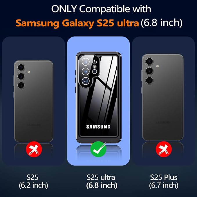 MOZOTER for Samsung Galaxy S25 Ultra Case Waterproof,[IPX8 Underwater Case][Full Body Shockproof & Military Dropproof]Built-in Screen Protector Clear Sound Quality for Samsung S25 Ultra 6.9 inch-Black