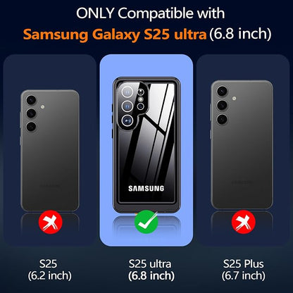 MOZOTER for Samsung Galaxy S25 Ultra Case Waterproof,[IPX8 Underwater Case][Full Body Shockproof & Military Dropproof]Built-in Screen Protector Clear Sound Quality for Samsung S25 Ultra 6.9 inch-Black