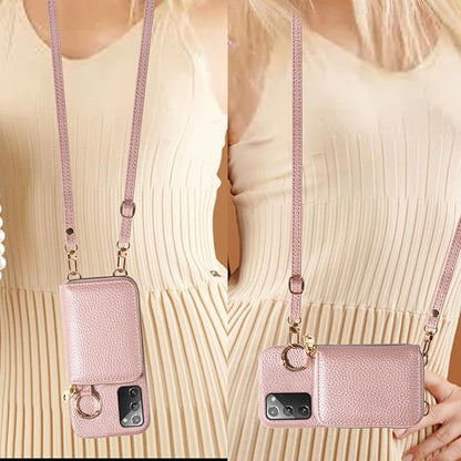 Wallet Case for Samsung Galaxy Note 20 5G with Shoulder Strap Ring Buckle, PU Leather Flip Organ Purse, Card Holder Stand Phone Cover for Note20 Notes 20s Twenty Not S20 Women Men Rose Gold