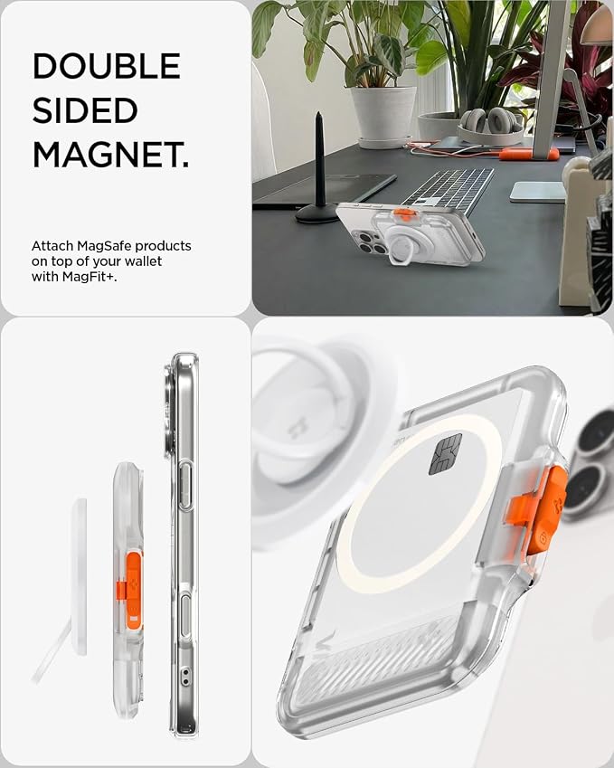 Spigen for MagSafe Wallet, Heavy Duty Hardshell Magnetic Card Holder Compatible with iPhone 17/16/15/14/13/12 Pixel 10 Series MagSafe-Cases Pixelsnap Holds 5-6/7-8 Cards