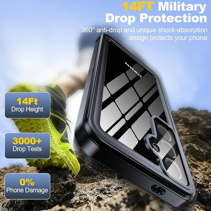 for Samsung Galaxy S24 Case, IP68 Waterproof with [Built-in Screen/Camera Protector] [14FT Military Shockproof] Full Body Heavy Duty Protective Sealed Case for Galaxy S24 5G, Blue
