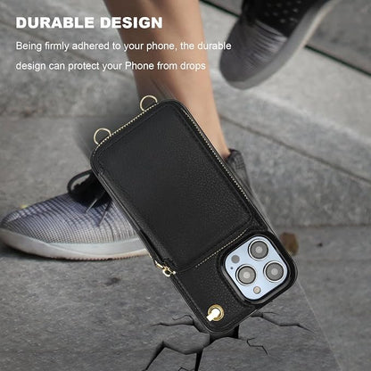 Bocasal for MagSafe Crossbody Wallet Case Compatible with iPhone 14 Pro Max, RFID Blocking Protective Purse Case with Card Slots Holder Kickstand Wrist Strap Lanyard Zipper 6.7 Inch 5G (Black)