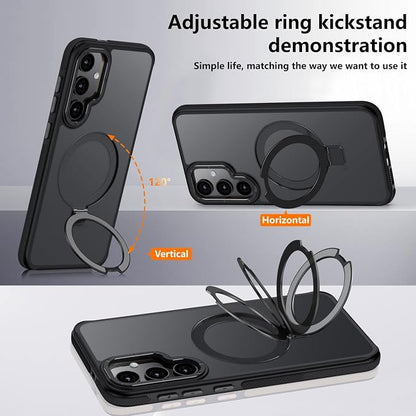 for Samsung Galaxy S25 Plus Case, Magnetic Adjustable Ring Stand [Fit for Magsafe], [Military-Grade Shockproof Protection] Phone Case with Kickstand&Ring Holder (Black)