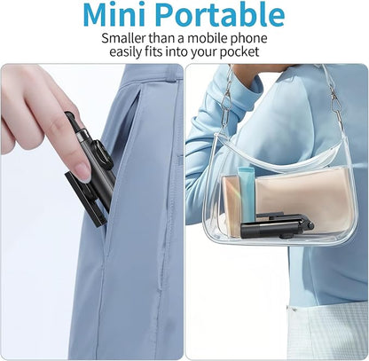 Mini Selfie Stick Tripod, Pocket Flex Tripod i-Phone Android Phone Grip, Portable Small Size Travel Compact Phone Selfie Stick with Remote, Handheld Metal Mount Live Streaming, Video Recording (A07)