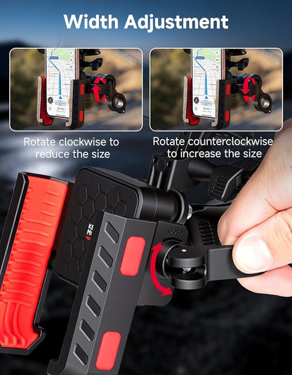 KEMIMOTO Motorcycle Phone Mount with Sun Hat, 360° Adjustable Quick Release, Anti-Vibration, Anti-Theft Phone Holder Fits 4.7"-7.2" Smartphones for Bike, ATV, Scooter, Golf Cart