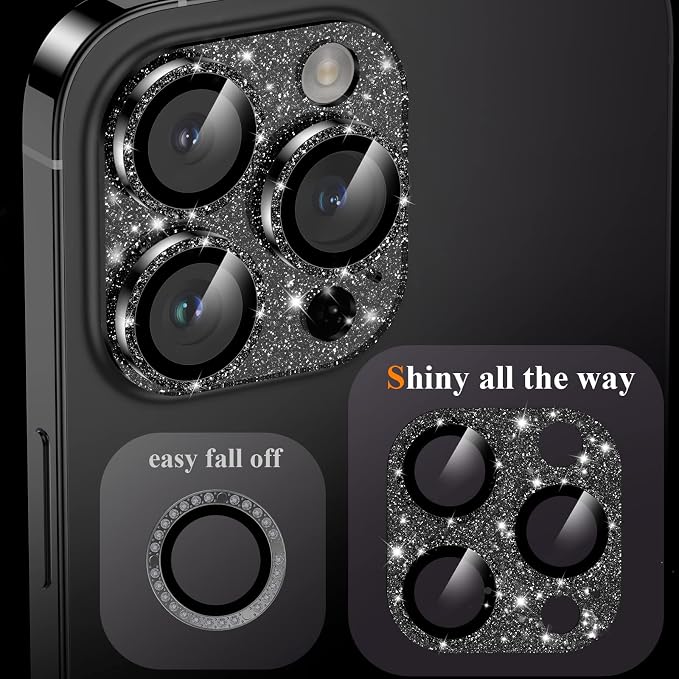 YWXTW for iPhone 14 Pro/iPhone 14 Pro Max Camera Lens Protector, [4TH Gen New Bling Design] Glitter Shiny Diamond Metal Ring Tempered Glass Back Camera Screen Protector Lens Cover (Graphite)