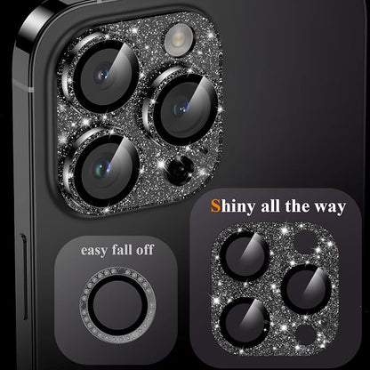 YWXTW for iPhone 14 Pro/iPhone 14 Pro Max Camera Lens Protector, [4TH Gen New Bling Design] Glitter Shiny Diamond Metal Ring Tempered Glass Back Camera Screen Protector Lens Cover (Graphite)