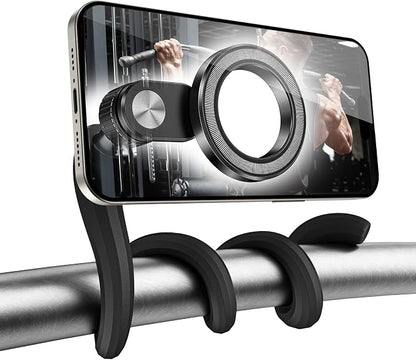 ICARMOUNT Flexible Gym Phone Holder for Peloton Treadmill Spin Bike - Gooseneck Magnetic Phone Mount for iPhone MagSafe Samsung, Wrap Around Phone Stand for Stroller/Desk/Shopping/Women Men Gym Gifts