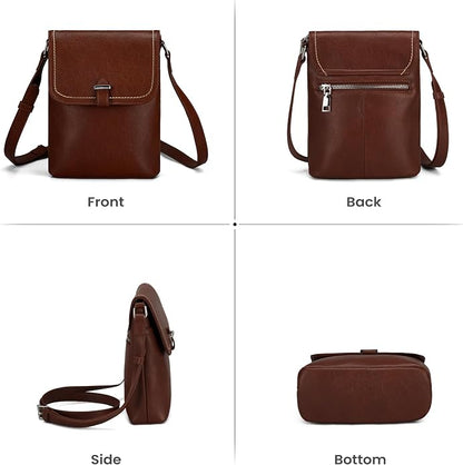 befen Genuine Leather Small Crossbody Bags for Women, Womens Cell Phone Purses Cross body Bag Purse with RFID Card Slots