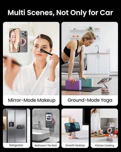 2026 Upgraded Vacuum Suction Cup Phone Mount for Magsafe [109+LBS Strongest Suction], 360° Adjustable Foldable Vacuum Magnetic Phone Holder for Car [24 N55 Stronger Magnets], for iPhone 17/16/15/14/13