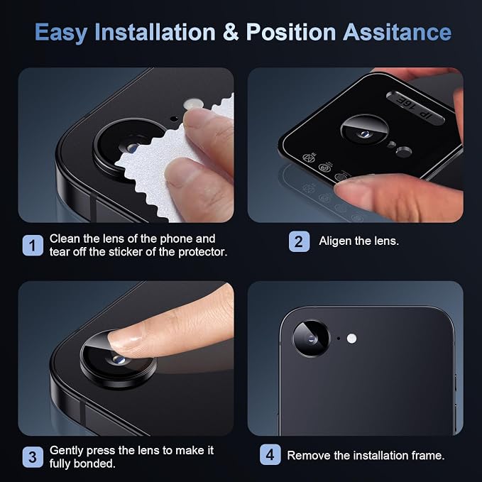 AFARER for iPhone 16e 2025 Camera Lens Protector, [9H Tempered Glass] Shatterproof, Anti Fingerprints, Ultra-Clear Camera Protector, Case Friendly, 1 Set-Silver