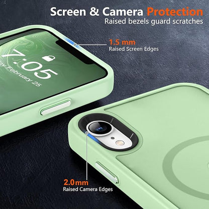 MOCCA Strong Magnetic for iPhone XR Phone Case, [Compatible with Magsafe][Mil-Grade Drop Protection] Slim Thin Translucent Matte Protective Cover Case for iPhone XR Case 6.1'', Light Green