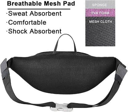 WATERFLY Fanny Pack Waist Bag: Large Multipocket Woman Man Waist Pack Runner Hip Pouch Purse Belt Bag Water Resistant Bum Bag Fit All Phones for Walking Jogging Running Cycling Travelling Hiking