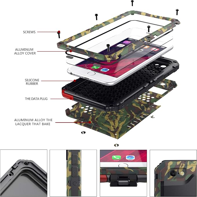 Beasyjoy for iPhone SE 2022/2020, for iPhone 7/8 Case Waterproof, Metal Heavy Duty Case with Screen Protector, Full Body Protective Military Grade Shockproof Dropproof Tough Cover, Camo