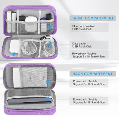 ZINMARK Portable Cable Organizer Case,Travel Pouch with Double-Layer Storage for Cables,Chargers,Earbuds & Phone,Purple