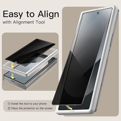 JETech Front Privacy Screen Protector for Samsung Galaxy Z Fold 6, 2-Pack | Anti-Spy Privacy Protection, Tempered Glass, Easy Installation Tool, Case-Friendly, Anti-Scratch Design
