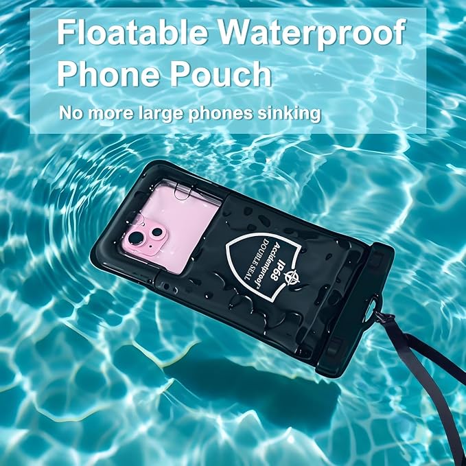 AiRunTech Floating Waterproof Phone Pouch,Double Seal Phone Case with Lanyard Protector for iPhone 17 16 15 14 13 12 Pro Max,Kayak Cellphone Bag Beach Cruise Ship Essentials Vacation Accessories