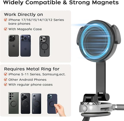 FUNSNAP Magnetic Neck Mount for Phones, POV Phone Holder Hand Free Chest Stand Video Recording Vlog for iPhone 17 16 15 14 13 Android Phones