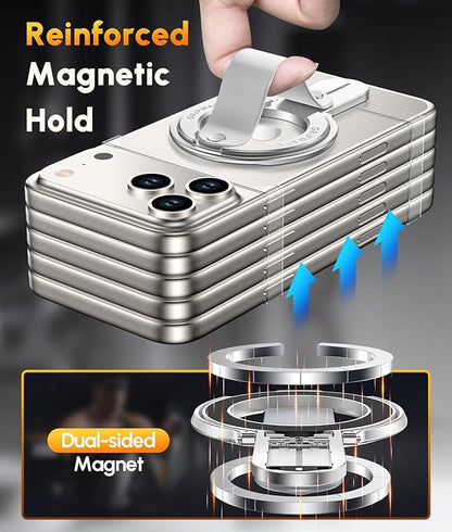 2nd Gen for Magsafe Phone Grip for iPhone - Strong Dual-Sided Magnetic Phone Ring Holder - Detachable, Comfortable Finger Loop Stand for iPhone 17 Pro Max 16 15/14/13/12 Series (Silver)