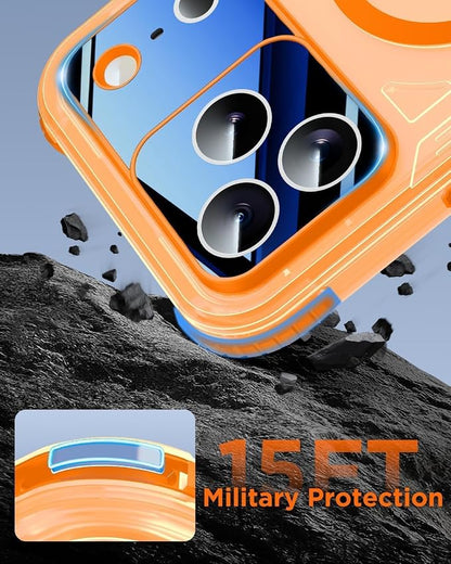 for iPhone 17 Pro Max Waterproof Case with Magsafe, Built-in [Camera & Screen Protector] [Lanyard], IP68 Water Proof Full Body Dustproof Heavy Duty Frosted Protective Phone Cover, 6.9" Orange