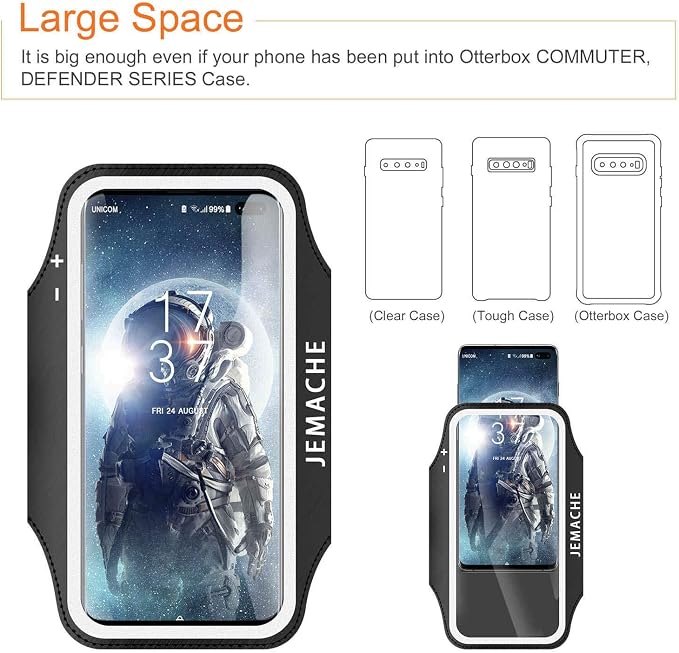 JEMACHE Armband for Samsung Galaxy S25 S24 S23 S22 S21, Gym Workouts Running Phone Arm Band Fits Otterbox Defender Case