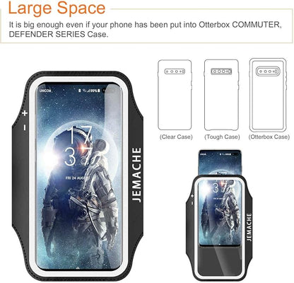 JEMACHE Armband for Samsung Galaxy S25 S24 S23 S22 S21, Gym Workouts Running Phone Arm Band Fits Otterbox Defender Case