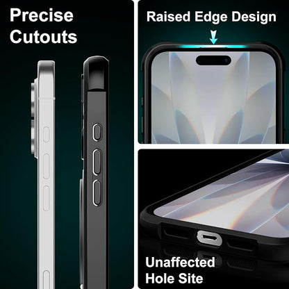 360° Magnetic Swivel Ring for iPhone 17 case, Built-in Metal Stand and Ring Holder, Magsafe Compatible, Military Grade Protection, Shock Resistant - Black