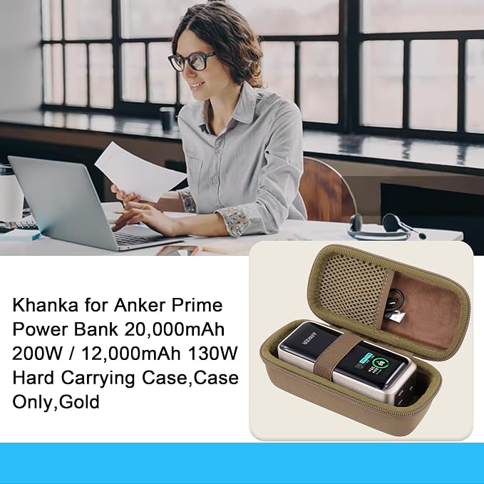 khanka Case for Anker Prime Power Bank 12000mAh 130W/20000mAh 200W,Case Only (Golden)